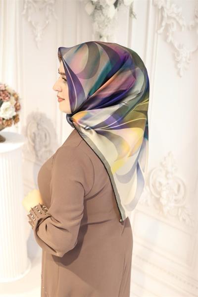 9043701/311 CODE GEOMETRY DESENLİ AKER SAF İPEK EŞARP