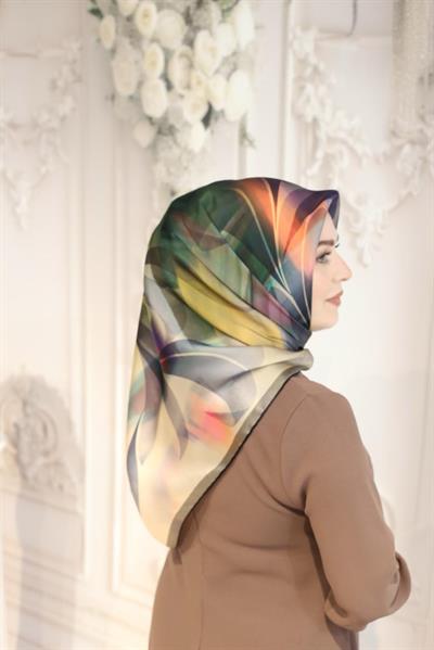 9043701/311 CODE GEOMETRY DESENLİ AKER SAF İPEK EŞARP