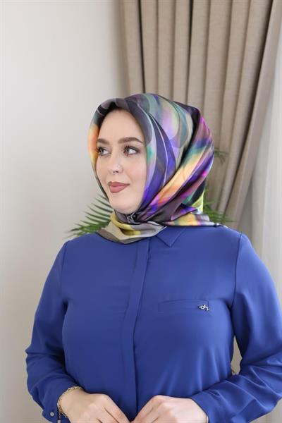 9043701/312 CODE GEOMETRY DESENLİ AKER SAF İPEK EŞARP