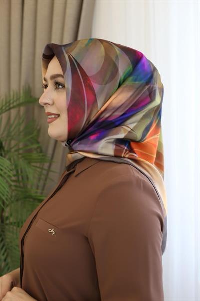 9043701/331 CODE GEOMETRİK DESENLİ AKER SAF İPEK EŞARP