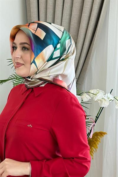 9044230/311 CODE GEOMETRİK DESENLİ PİERRE CARDİN SAF İPEK EŞARP