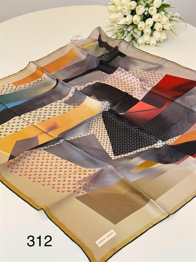 9047230/312 KOD GEOMETRİK DESENLİ PİERRE CARDİN SAF İPEK EŞARP HAKİ