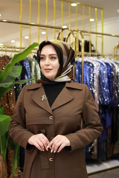 9072701/311 KOD AKER RENKLİ SAF İPEK EŞARP KAHVE