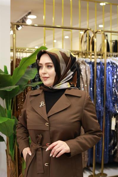 9072701/311 KOD AKER RENKLİ SAF İPEK EŞARP KAHVE