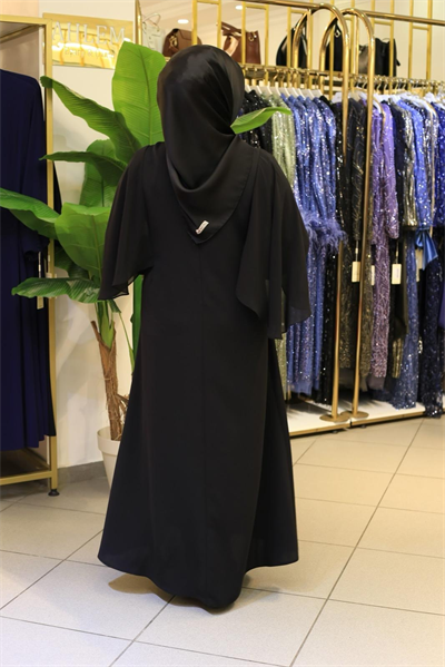 9100 KOD TAŞ DETAYLI ELBİSE SİYAH