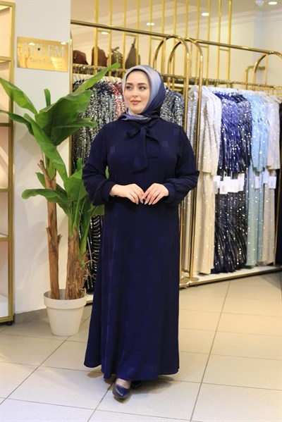 9111 KOD FULAR DETAYLI ELBİSE