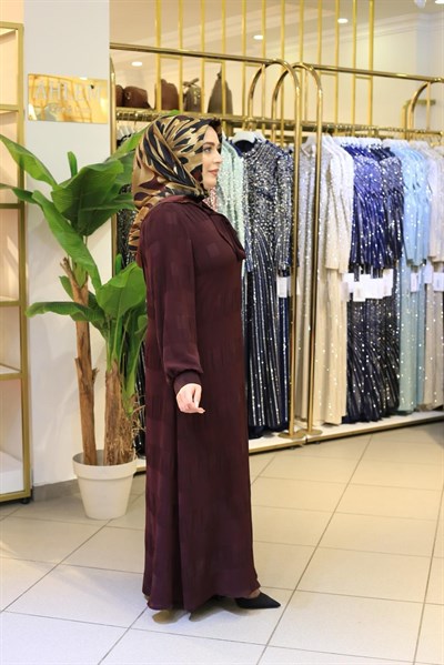 9111 KOD FULAR DETAYLI ELBİSE