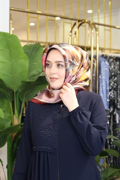 9211/34 CODE FLORAL PATTERNED ARMINE PURE SILK SCARF