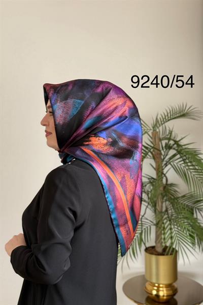 9240/54 KOD RENKLİ ARMİNE SAF İPEK EŞARP MAVİ