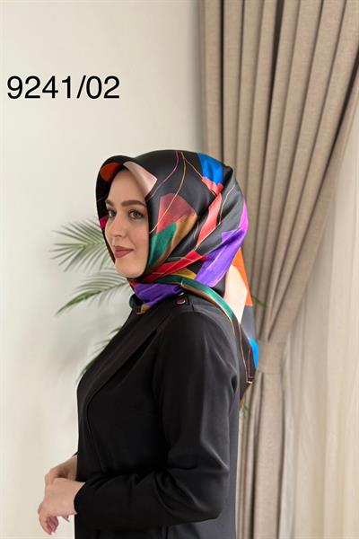 9241/02 KOD RENKLİ ARMİNE SAF İPEK EŞARP MAVİ