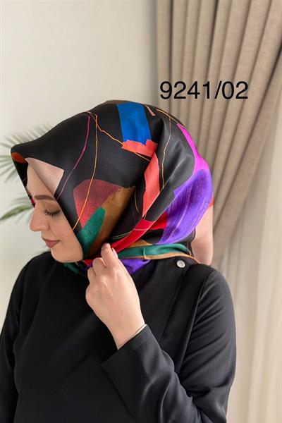 9241/02 KOD RENKLİ ARMİNE SAF İPEK EŞARP MAVİ