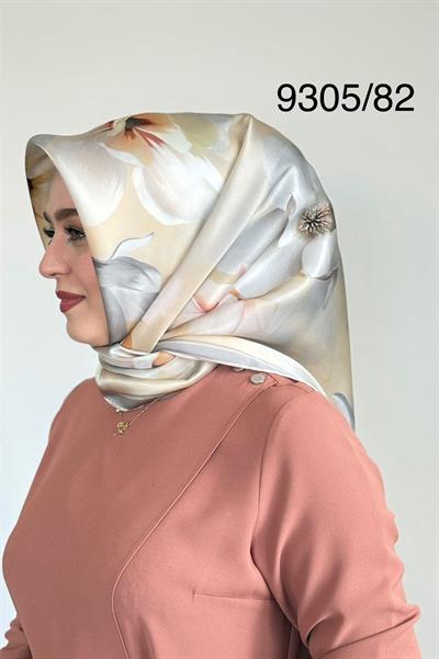 9305/82 КОД ШАРФ ИЗ ЧИСТОГО ШЕЛКА ARMINE С ЦВЕТОЧНЫМ УЗОРОМ