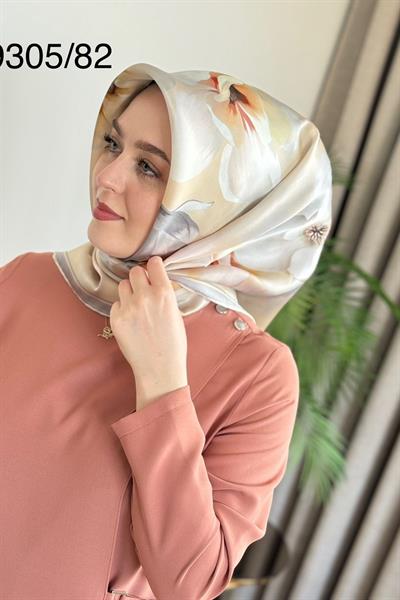 9305/82 КОД ШАРФ ИЗ ЧИСТОГО ШЕЛКА ARMINE С ЦВЕТОЧНЫМ УЗОРОМ