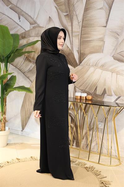 9306 CODE LEAF BEAD EMBROIDERY ABAYA