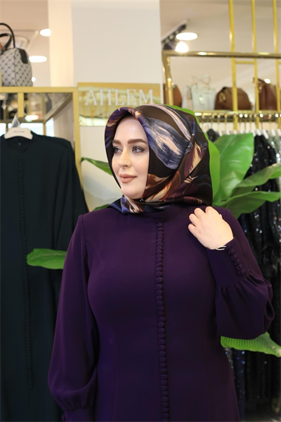 9506/31 KOD ÇİÇEK DESEN ARMİNE SAF İPEK EŞARP MOR