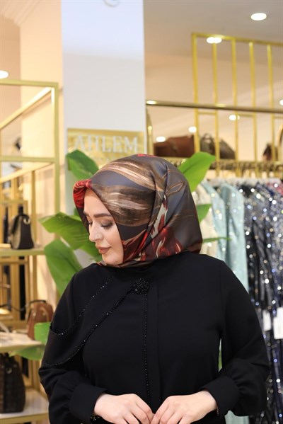 9506/85 KOD ÇİÇEK DESEN ARMİNE SAF İPEK EŞARP