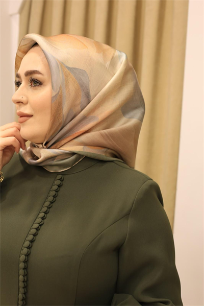 9519/83 KOD ÇİÇEK DESEN ARMİNE SAF İPEK EŞARP TURUNCU