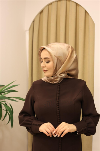 9519/85 KOD ÇİÇEK DESEN ARMİNE SAF İPEK EŞARP KAHVE