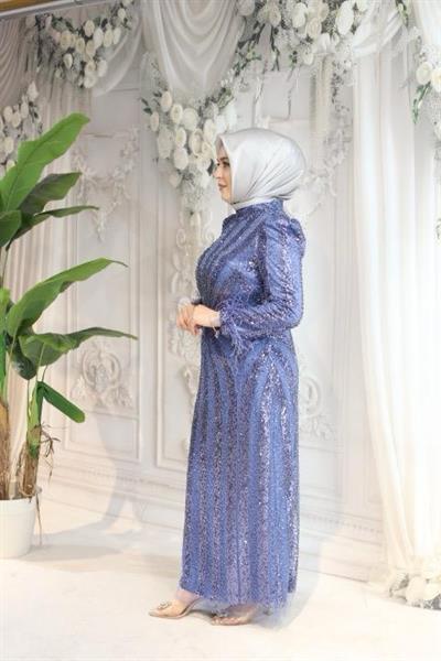 ARMC529 FULL STONE EVENING DRESS WITH SLEEVE DETAIL