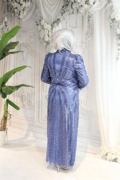 ARMC529 FULL STONE EVENING DRESS WITH SLEEVE DETAIL