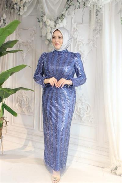 ARMC529 FULL STONE EVENING DRESS WITH SLEEVE DETAIL