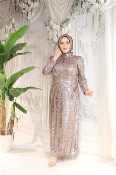 ARMC529 FULL STONE EVENING DRESS WITH SLEEVE DETAIL