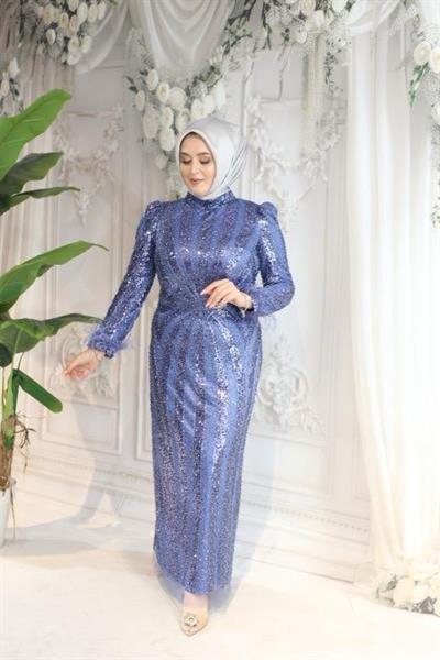 ARMC529 FULL STONE EVENING DRESS WITH SLEEVE DETAIL