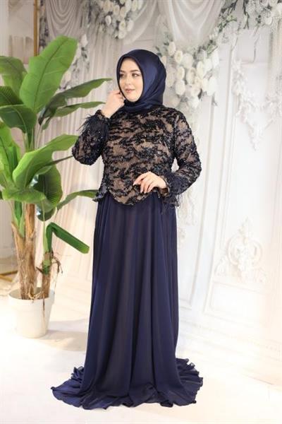 ARMC562 CODE ÄRMELN ABENDKLEID MIT FEDER DETAIL