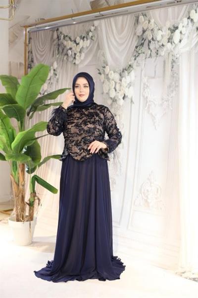 ARMC562 CODE ÄRMELN ABENDKLEID MIT FEDER DETAIL