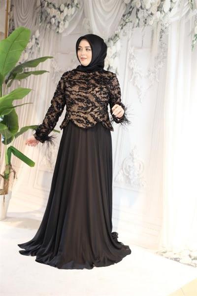 ВЕЧЕРНЕЕ ПЛАТЬЕ С КОДОВЫМИ РУКАВАМИ И ПЕРЬЯМИ ARMC562