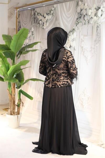 ВЕЧЕРНЕЕ ПЛАТЬЕ С КОДОВЫМИ РУКАВАМИ И ПЕРЬЯМИ ARMC562