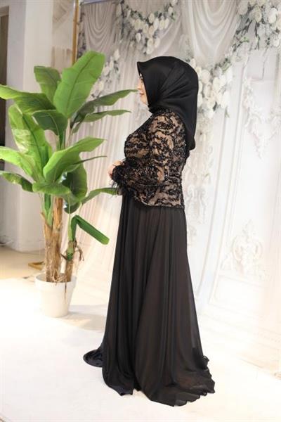 ВЕЧЕРНЕЕ ПЛАТЬЕ С КОДОВЫМИ РУКАВАМИ И ПЕРЬЯМИ ARMC562