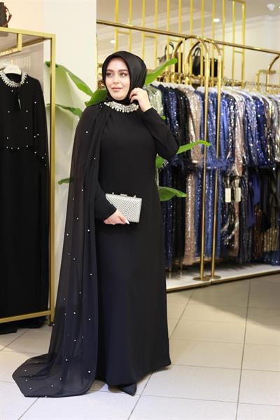 ARMC565 CODE ONE SHOULDER CAPE PEARL DRESS