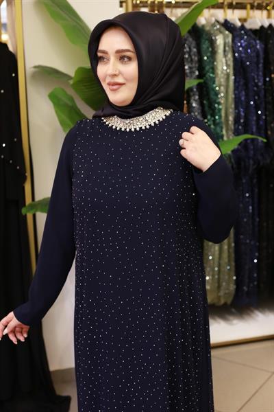 ARMC569 CODE NECK STONE EVENING DRESS