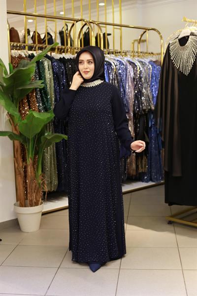 ARMC569 CODE NECK STONE EVENING DRESS