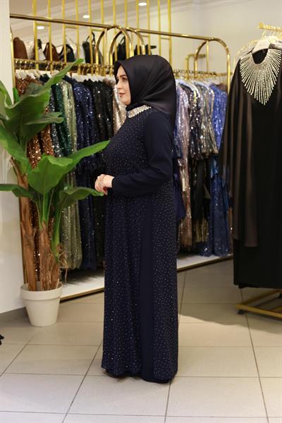 ARMC569 CODE NECK STONE EVENING DRESS