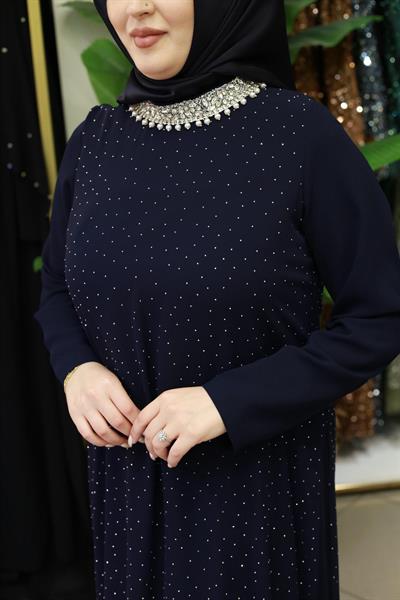 ARMC569 CODE NECK STONE EVENING DRESS