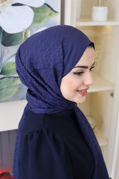 ARMİNE ÜÇGEN MONOGRAM LYOCELL ŞAL 5 LACİVERT