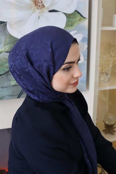 ARMİNE KARE MONOGRAM LYOCELL ŞAL 6 LACİVERT