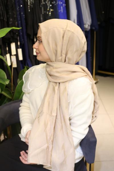 ARMİNE LYOCELL ZİKZAK DESEN ŞAL 1 BEJ