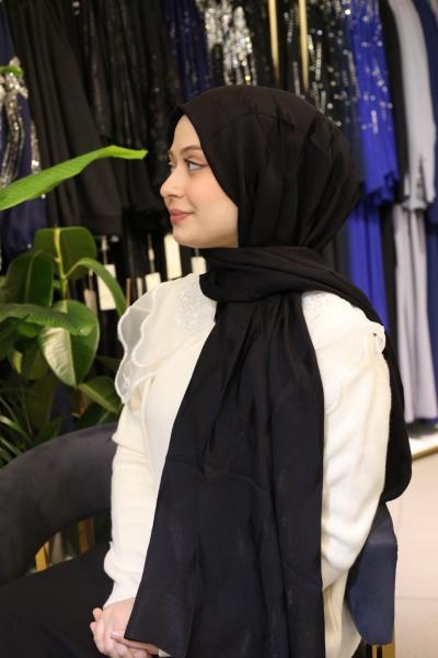 ARMİNE LYOCELL ZİKZAK DESEN ŞAL 1 SİYAH