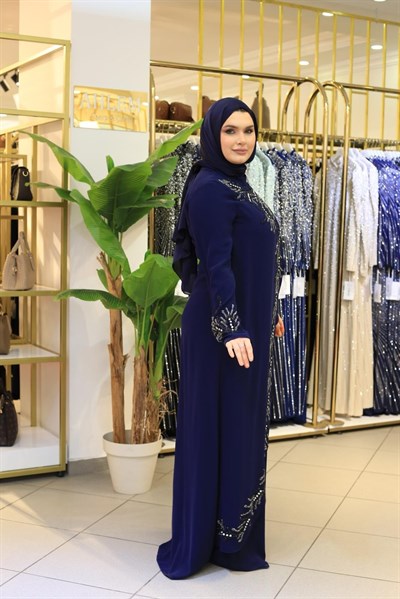 BEY522 KOD TAŞLI KREP ABİYE ELBİSE