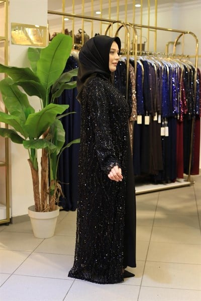 BEY701 KOD TAŞLI ABAYA TAKIM