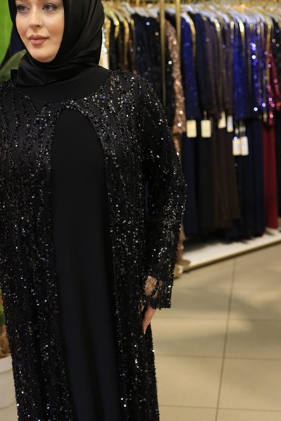 BEY701 KOD TAŞLI ABAYA TAKIM