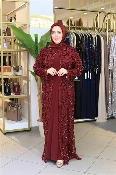 BEY701 KOD TAŞLI ABAYA TAKIM