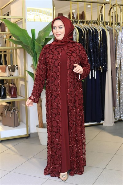 BEY701 KOD TAŞLI ABAYA TAKIM
