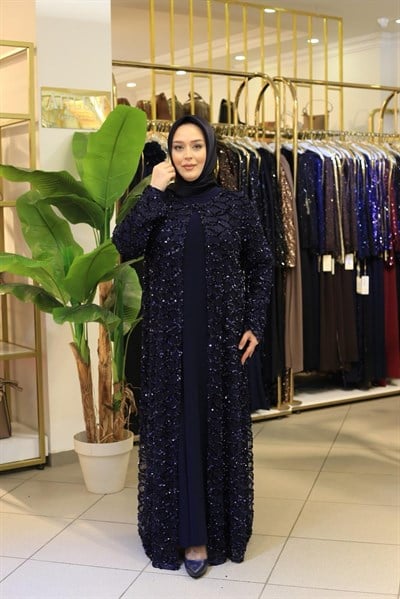 BEY701 KOD TAŞLI ABAYA TAKIM