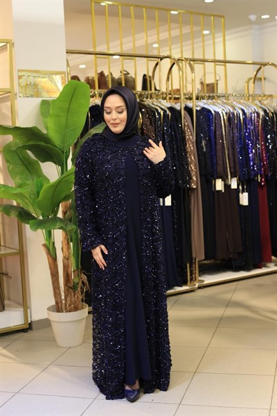 BEY701 KOD TAŞLI ABAYA TAKIM
