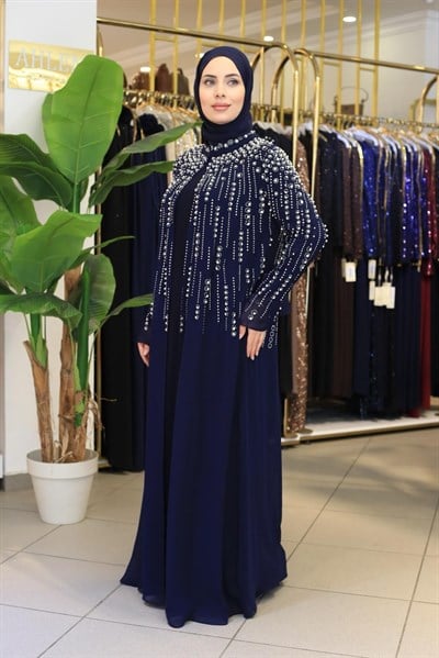 BEY703 ABAYA SUIT WITH RIDGE STONES