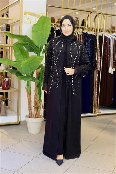 BEY704 CODE SAWAROSKI STONE ABAYA SET